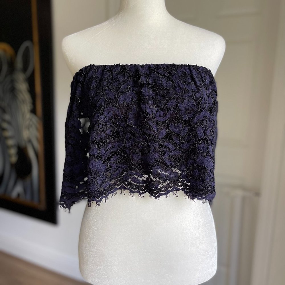 Zara Blue Lace Crop Top